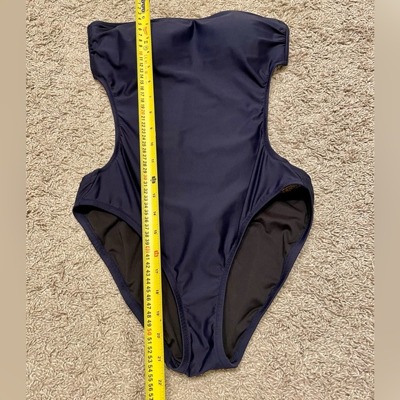 J.Crew navy blue back cutout strapless swimsuit - Picture 8 of 12